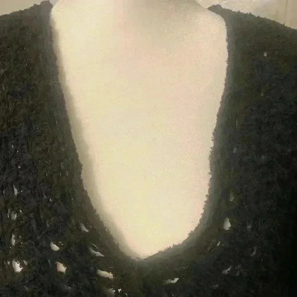 Free People black sweater crochet pullover NWOT has robbed cuffs & waistband XS - Picture 2 of 10